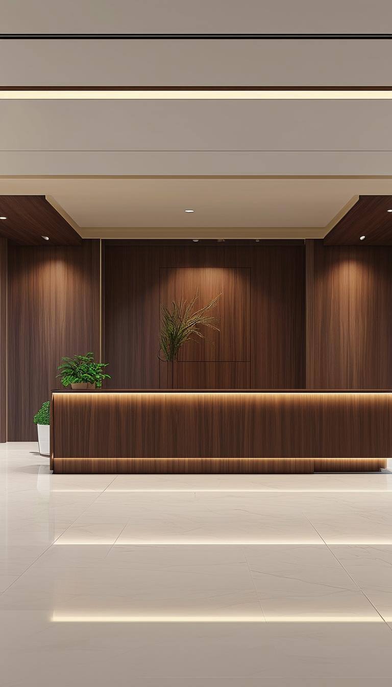 Our Modern Elegance Reception Area showcases sleek design with highend craftsmanship